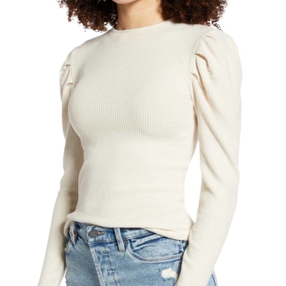 bp Sweaters - NWT BP Cozy Puff Sleeve Ribbed Pullover Ivory Sweater Size 1X